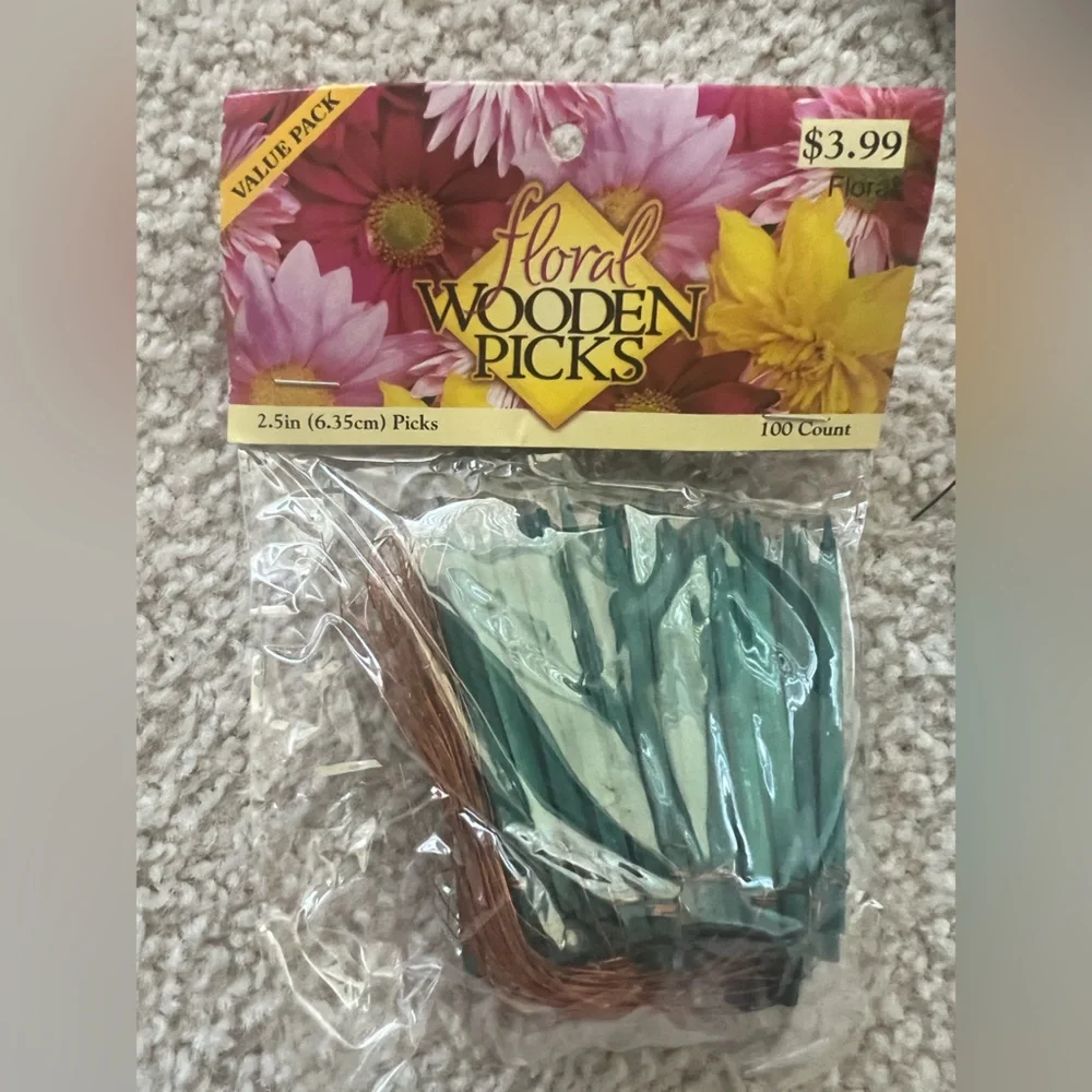 Floral Crafting Supplies Bundle – Wooden Picks + Floral Wire (New)